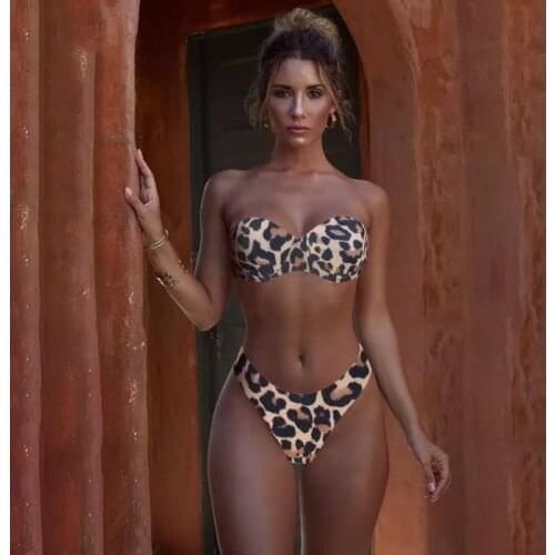 Solid color split swimsuit ladies swimsuit bikini