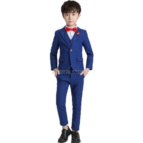 Boys Formal Jacket+vest Pants Bowtie 4pcs Wedding Suit Japan Kids baptism Birthday Dress Children Birthday Party Costume 2-12T