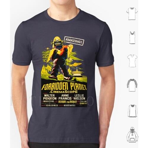 Forbidden Planet-Artwork Poster ( 1956 ) T Shirt Men Cotton 6Xl Forbidden Planet Leslie Nielsen Robby The Robot Taming Of The