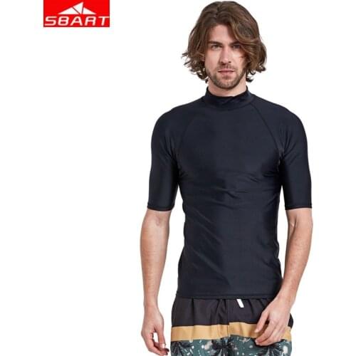 SBART Triathlon Diving Wetsuit for Men Surfing Rash Guards Top Short Sleeve UPF50+ Quick Dry scuba diving T-Shirt for Men Surf