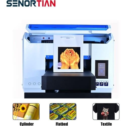 SENROTIAN UV Printer A3 Pro Flatbed Printing Machine Dual Epson TX800 inkjet LED Printer Support Cylinder Bottle Textile Printer