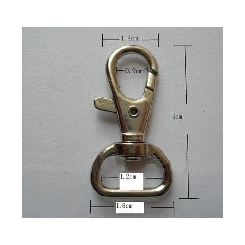 9/16'' (12mm) inner width Silver Mini Snap Hook 4cm x 1.8cm alloy Nickel snap hook 100pcs/lot