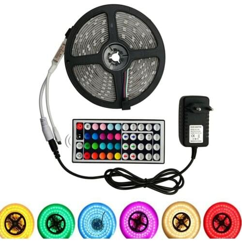 LED Strip Light RGB 5050 SMD 2835 Flexible Ribbon fita led light strip RGB 5M 10M 15M Tape Diode DC 12V+ Remote Control +POWER