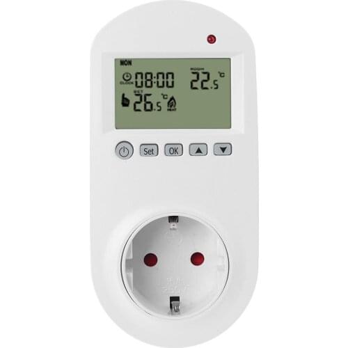 Programmable Plug in Thermostat EU Socket 16A Electric Heating Underfloor Room Temperature Controller Thermostat