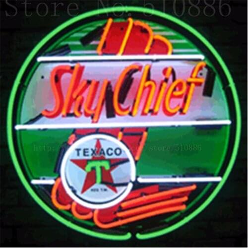 Texaco Sky Chief Eat Food Glass Tube neon sign Handcrafted Automotive signs Beer Club Pub Shop Store Signage Signage 18"x18"