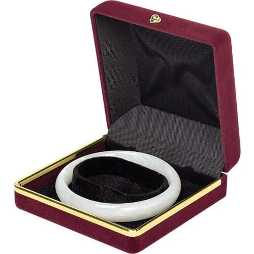 Vintage Red And Gold Trim Decorated Four-piece Velvet Jewelry Bracelet Box Ring Pendant Long Chain Packaging Gift For Women New