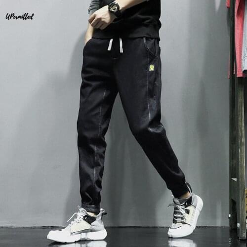 2021 Autumn Winter Elastic Casual New Man Jeans Korea Fashion Loose Work Denim Man Long Pants Plus Size Sports Hip Pop Leggings