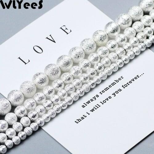 WLYeeS copper Spacer beads ball Silver Wrinkled Jewelry DIY accessories 3 4 5 6 8 10 12 mm loose beads Bracelet earring Making
