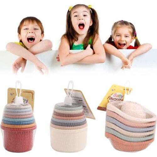 Funny Wheat Straw Stacking Cup Science Education Toy Ring Stacking Christmas Education Tower Bathtub Early Gift T Q2E5