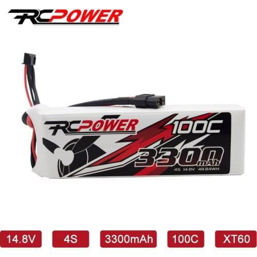 RCPOWER 1/2PCS 14.8V 100C 3300mAh 4S Lipo Battery With XT60 Plug For RC Airplane Quadcopter Helicopter Drone FPV Boat