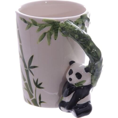 1Piece Animal Cup Ceramic Coffee Mug 4Style Panda Giraffe Parrot Toucan Handle Mug With Bamboo Decal 12oz