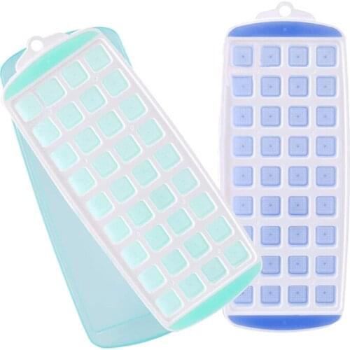 2 Pcs Ice Square Tray,Silicone 72 Grid Ice Square Mold with Lid, Stackable,for Whiskey Cocktails Fruit Baby Food Chill