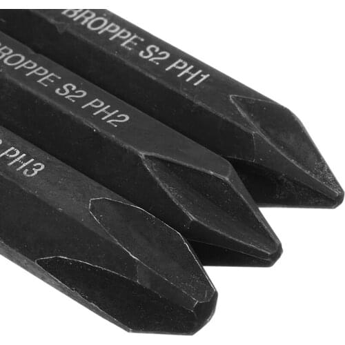 3pcs Screwdriver Bits 36mm Electric Screwdriver Bits Set Black PH1/PH2/PH3