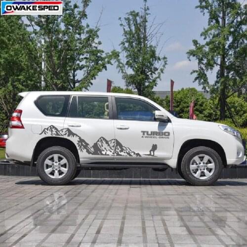 4-Wheel Drive Mountain Vinyl Decal For Toyota Prado Land Curies Outdoor Sport Stickers Car Door Side Decor Sticker