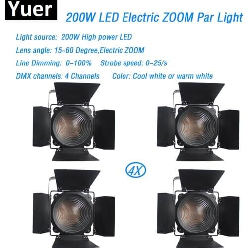 4XLot Factory Sales LED Stage Lights 200W LED Electronic Zoom Gobo Lights Flat Par LED Par Party Lights DMX512 For Disco Clubs