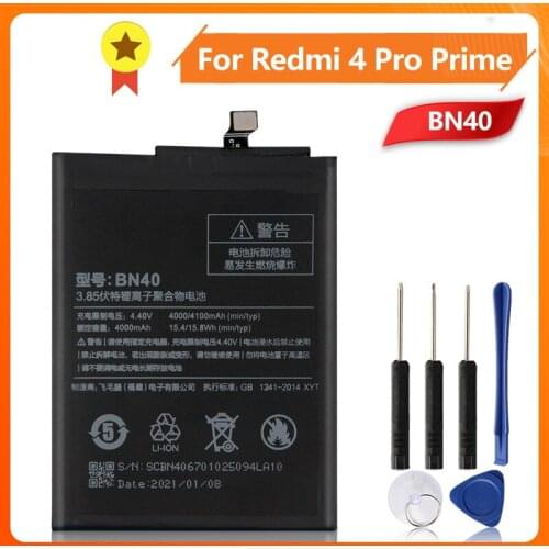 Xiao Mi Xiaomi Mi BN40 Original Battery For Xiaomi Redmi 4 Pro Prime 3G RAM 32G ROM Edition Redrice 4 Hongmi 4 4100mAh + Tool