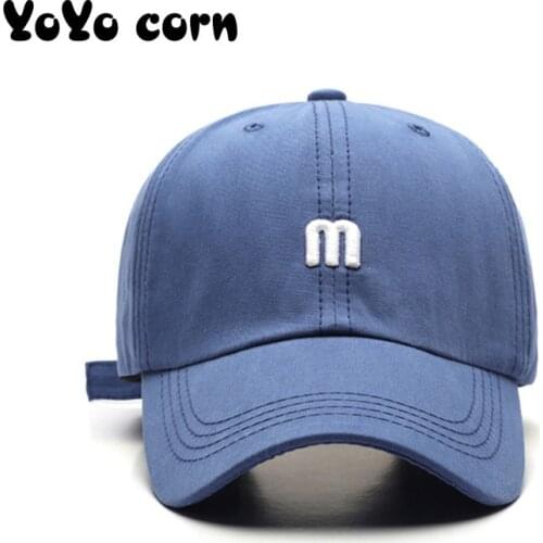 YOYOCORN Hat M letter embroidered cap men and women wild bend along cotton soft top visor fashion simple girl baseball cap