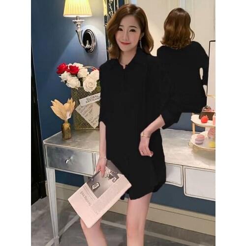 Plus Size Black Blouses Women Shirt Long Sleeves Boyfriend Bottom Top Loose Long Home Shirts Blusas Mujer De Moda 2021