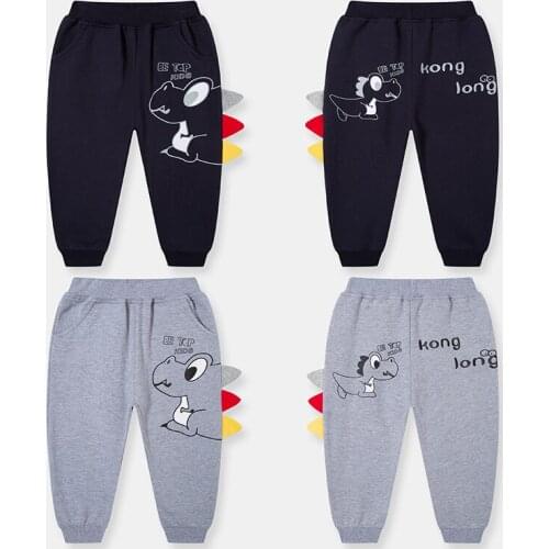 Boys Trousers Autumn New kids Cartoon Dinosaur Elastic Waist Long Pants Pockets Outwear Kids Sports Clothes