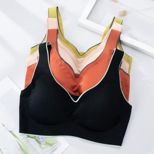 Plus Size Bra M-2XL Seamless Bras for Women Wire Free Solid Color Underwear Sexy Bralette with Pad Vest Top Lingerie
