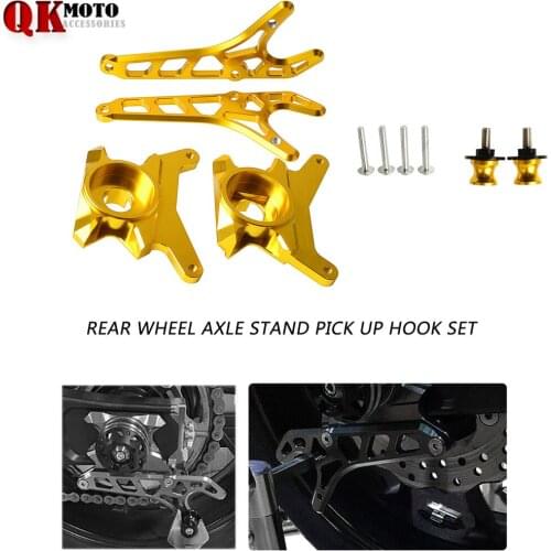 CNC Aluminum Motorcycle Left & Righ Rear Wheel Axle Stand Pick Up Hook Set For Yamaha MT-07 FZ-07 MT07 FZ07 2014 2015 2016 2017