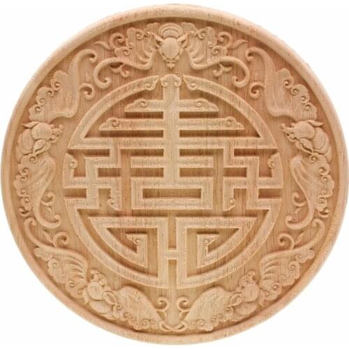 Flower Carving Natural Wood Appliques For Furniture Cabinet Unpainted Wooden Mouldings Decal Decorative Figurines