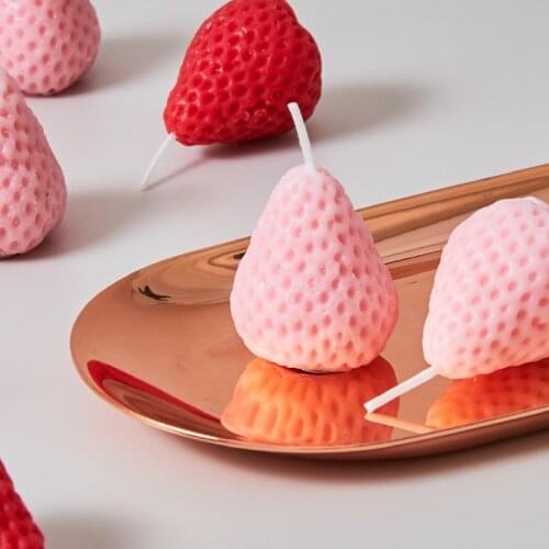 DIY Scented Strawberry Candle Cute Soy Wax Aromatherapy Small Candles Scented Relaxing Birthday Gift 8PC Set