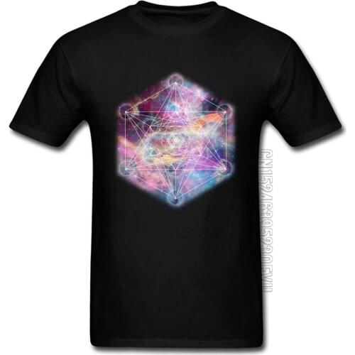 High Quality Mens Streetwear T Shirt 2018 Autumn Cotton Tee-Shirt For Men Galaxy Nebula Sacred Geometry Printed Tshirts New