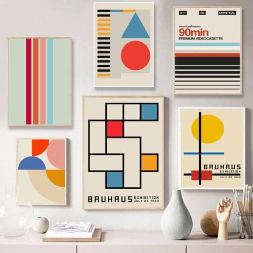 Canvas Painting Nordic Retro Geometric Pattern Poster Abstract Line Wall Art Prints Pictures for Living Room Home Decor