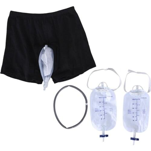23GD Urine Bag Reusable Male Urinal Bag Silicone Urine Funnel Pee Holder Collector With Catheter For Old Men