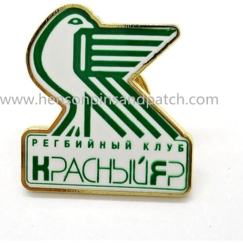 Custom metal hard enamel with printing bird Russian bird pin badges