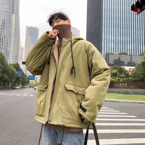 Male lambs wool in winter cotton-padded clothes coat and pile cap cotton-padded jacket, leisure trend to thicken the joker tooli