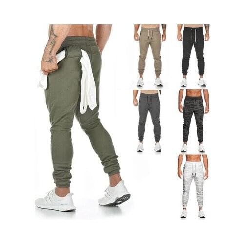 Mens cotton sports trousers running fitness training trousers casual pants