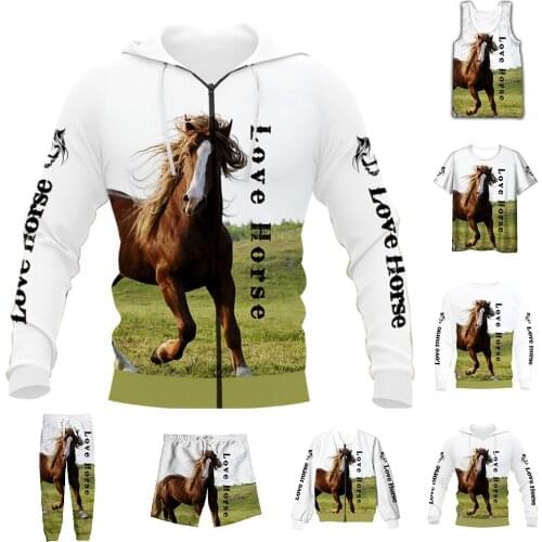 New Fashion 3D Full Print Animal Horse T-shirt/Sweatshirt/Hoodies/Zip Hoodies/Thin Jacket/Pants Four Seasons Casual Suit