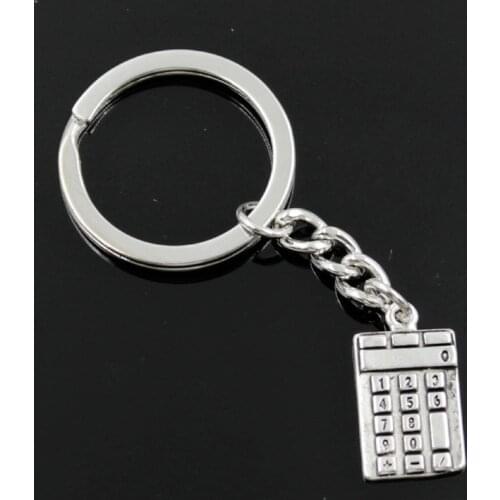 New Fashion Men 30mm Keychain DIY Metal Holder Chain Vintage Calculator Counter 23x13mm Silver Color Pendant Gift
