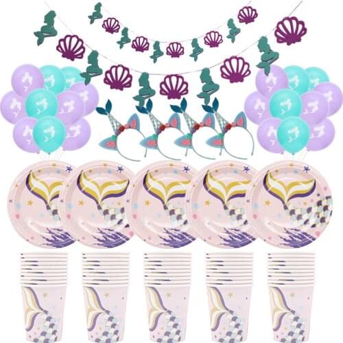 New mermaid theme party combination balloon once paper tableware sex party supplies banner christmas wedding party decoration