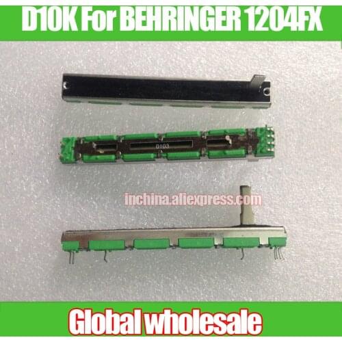 4pcs Straight Slide Potentiometer D10K For BEHRINGER 1204FX / 75mm Fader D103 Handle Length 15MMC 6 feet