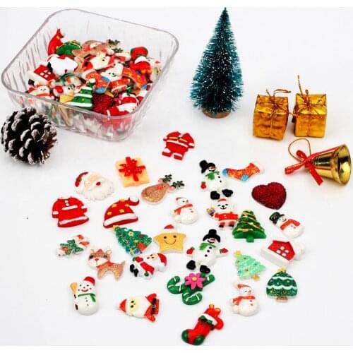 Xugar Christmas Flatback Resins Embellishments 10/20/30pcs Mixed Cartoon Resin DIY Crafts Materials Handmade HairBow Accessories