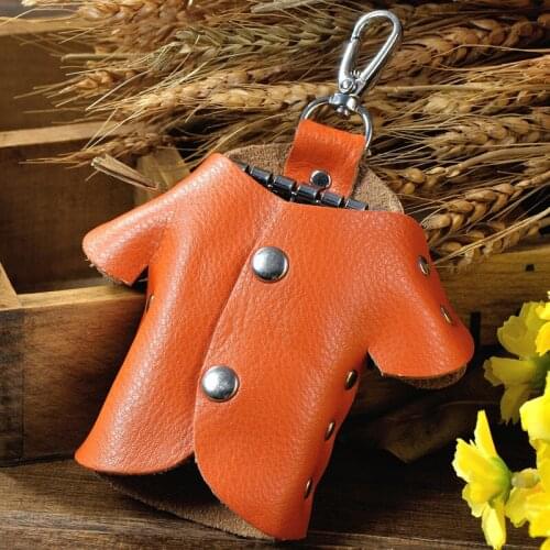 Lovely Second Layer Cow Leather Men Women 6 Postions Metal Buckle Key Holders