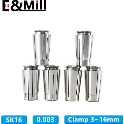 SK16 Collet High Precision 0.003 Collet SK Chuck CNC Lathe Milling Cutter Chuck Collet Tool Holder 3~16mm 1/8 Hole Chuck Collet