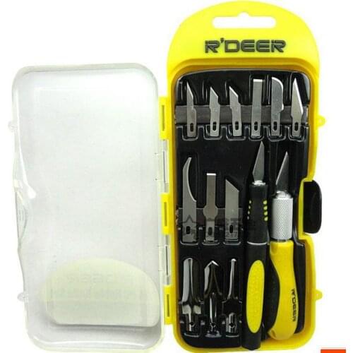 SunRed made in hongkong 14pcs multi-function SK5 steel carving knife tool set punch tools NO.RT-M114 freeshipping