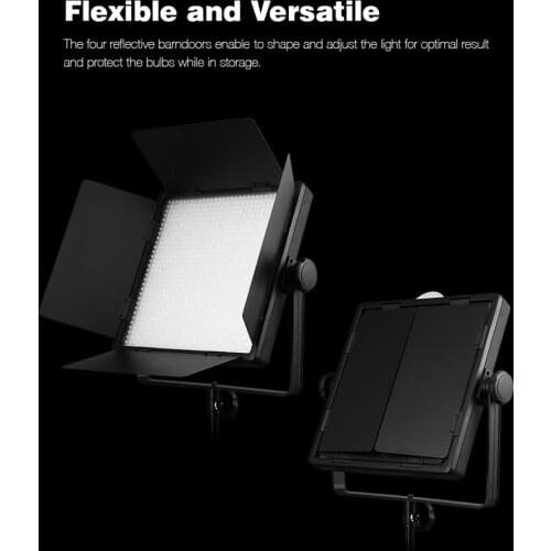 Godox LED1000D II LED Video Light Dimmable 5600K CRI96 TLCI98 with LCD Display Barn Doors White Yellow Green Diffusion Filters