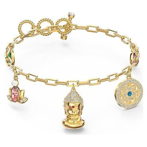 SWA 1:1 Turn Fortune Buddha Bracelet Female Lotus Gold Color Fashion