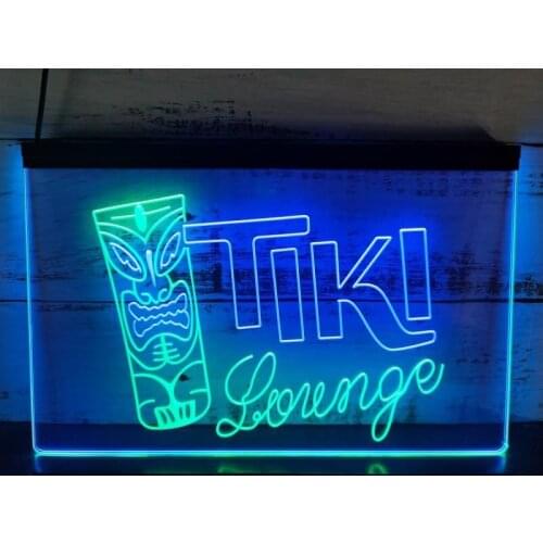 SS189 Tiki Lounge Bar Mask Beer Ale Pub Dual Color LED Neon Sign
