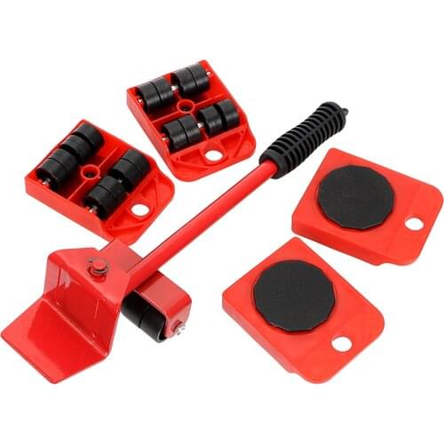 Slides Furniture Transport 4 Wheeled Corner Movers + 1 Crowbar Hand Tool Set Heavy Stuffs Moving Tools Lifter