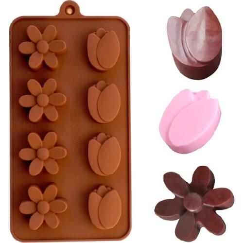 Tulip Flower Type Silicone Cake Chocolate Mold Jelly Mold Cake Moulds Bakeware D519