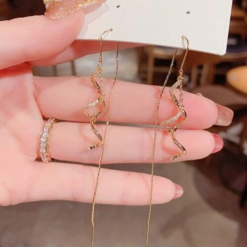 2021 New Fashion Korean Temperament Web Celebrity Long Pendant Fringed Earrings For Women Jewelry Accessories Girl Party