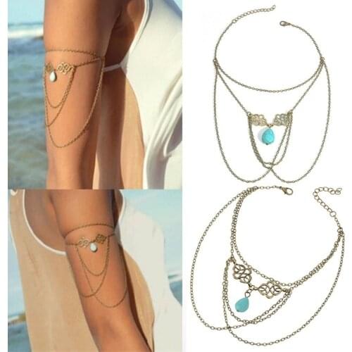 Woman Fashion Unique Tassel Chain Upper Arm Cuff Armlet Armband Bangle Bracelet