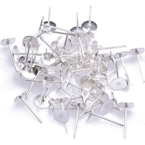 100pcs 12mm Gold Metal Flat Earring Post Back Cabochon Holder For Jewelry Making Stud Earring Diy Findings Accessories Wholesale