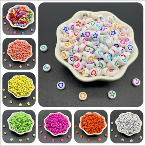 100pcs/Lot 7MM Oval Shape Acrylic Spaced Beads Stars Moon Beads For Jewelry Making DIY Charms Bracelet Necklac